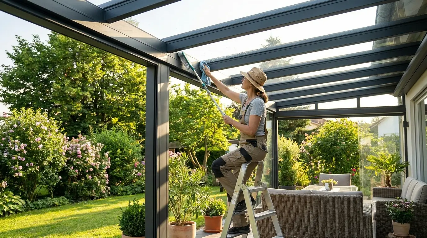Pflege und Reinigung eines Aluminium-Terrassendachs