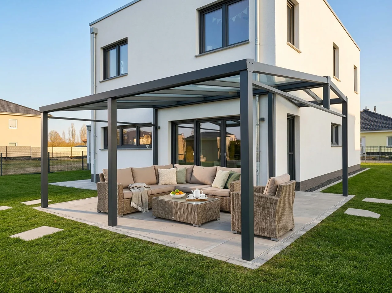 Aluminium-Terrassendach als Maßanfertigung von Terrasse Direkt